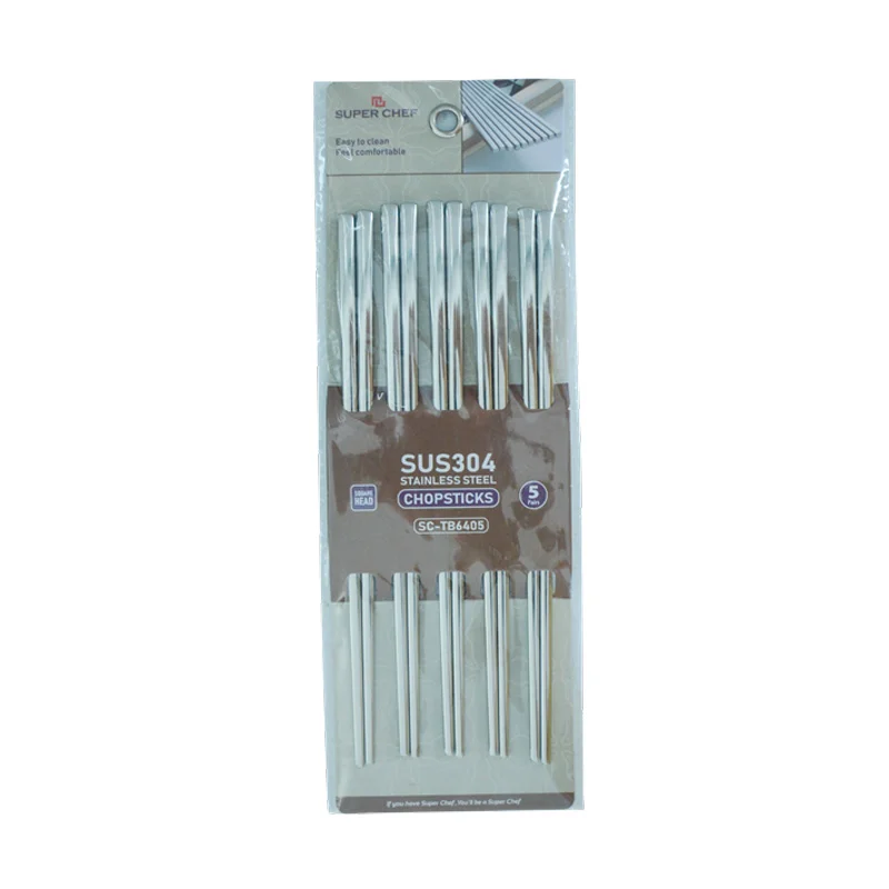 Bộ 5 Đôi Đũa Inox 304 Super Chef Thân Vuông TB6405