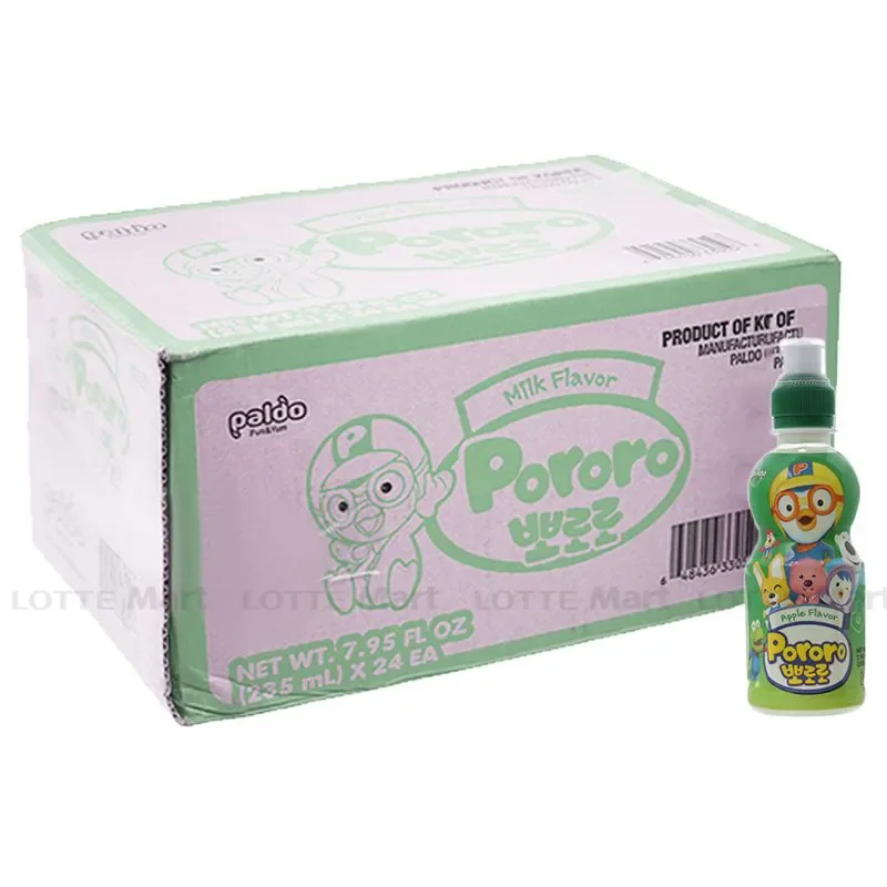 Thùng 24 Chai Nước Trái Cây Pororo Vị Táo 235ml