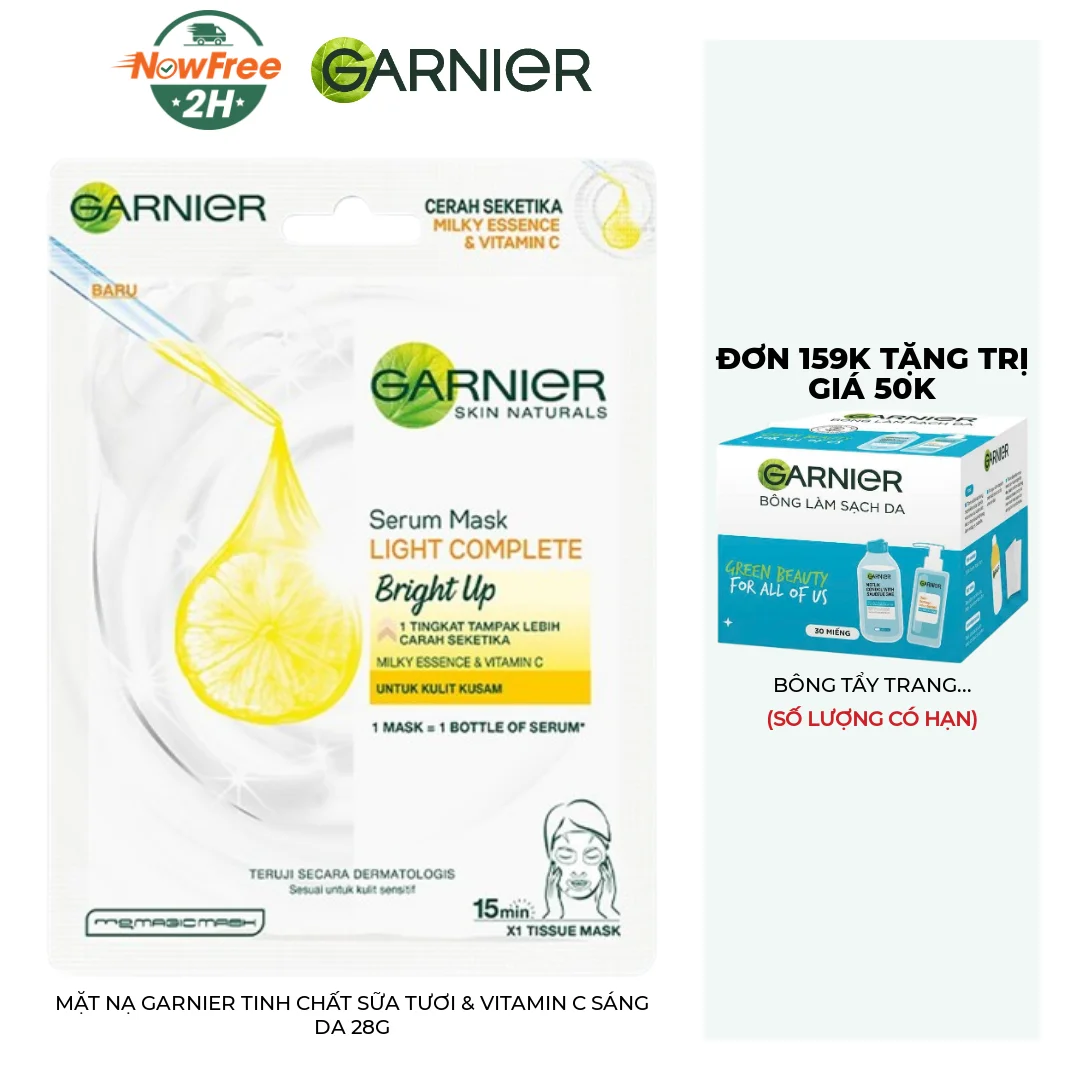Mặt Nạ Garnier Tinh Chất Sữa Tươi & Vitamin C Sáng Da 28g