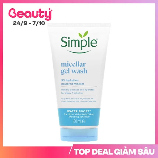 Sữa Rửa Mặt Simple Water Boost Sạch Sâu và Cấp Ẩm 150ml