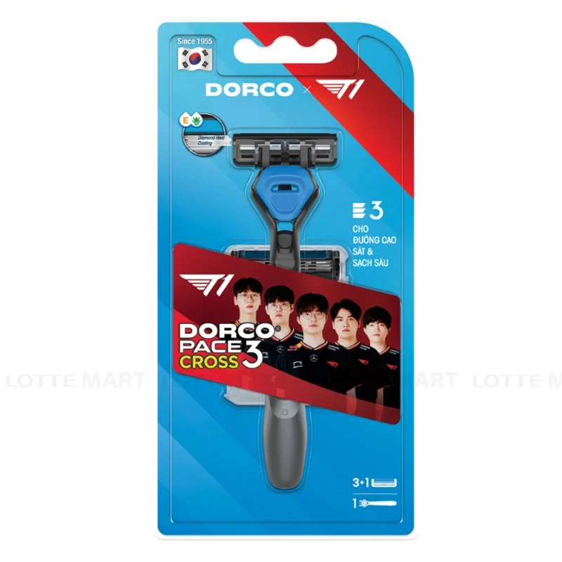 Bộ Dao Cạo Râu Dorco Pace 3 Cross Hộp 1 Cán Dao và 4 Đầu Dao