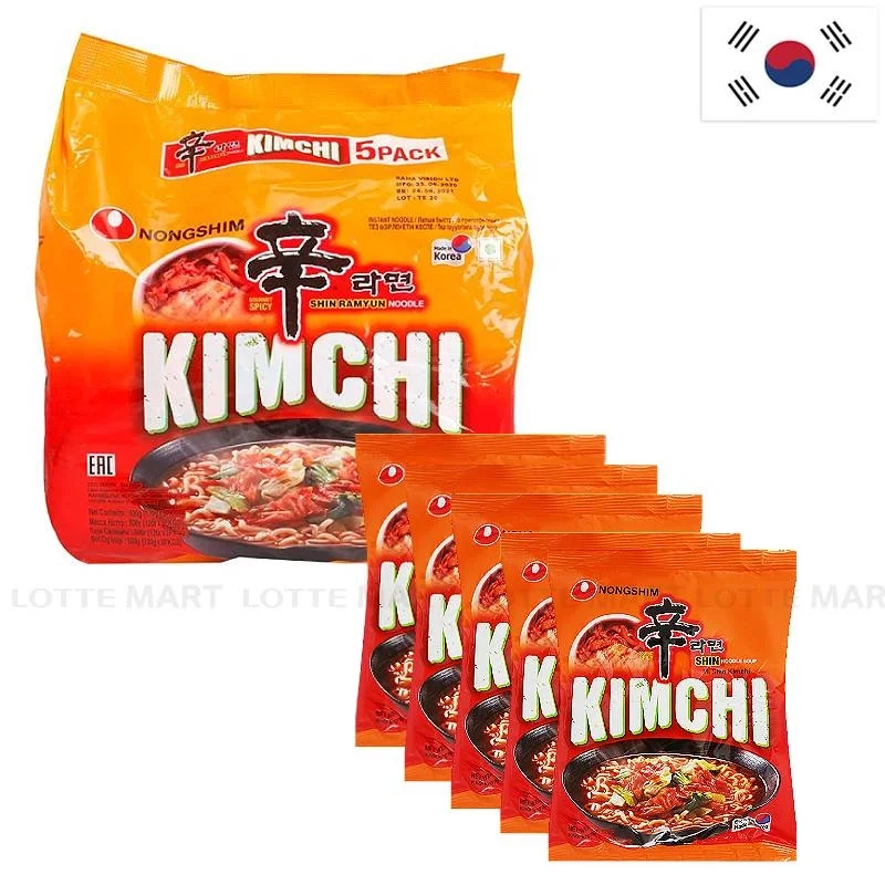 Lốc 5 Gói Mì Ăn Liền Nongshim Shin Ramyun Vị Kim Chi 120g