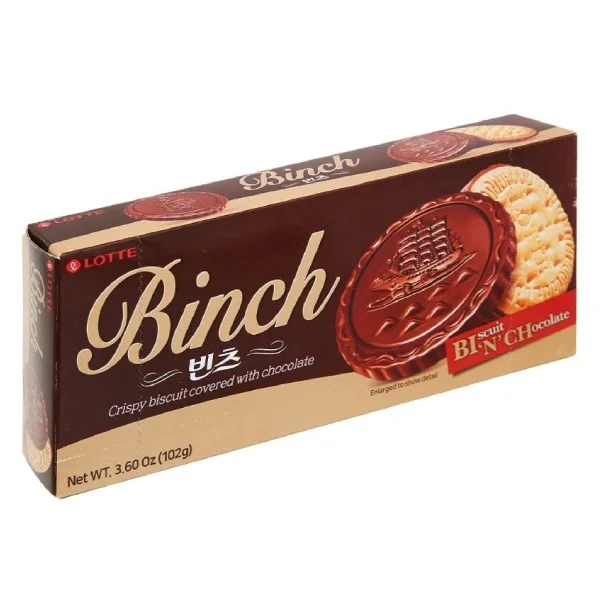 Bánh Quy Phủ Socola Binch Lotte Hộp 102g