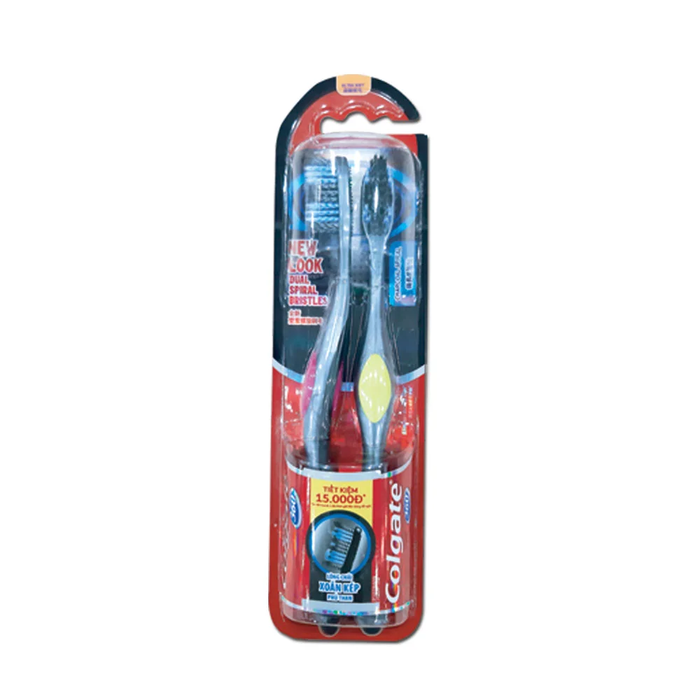 Bộ 2 Bàn Chải Đánh Răng Colgate 360 Charcoal Spiral