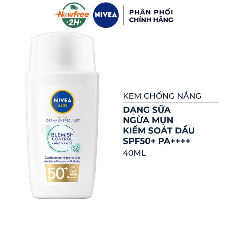 Kem Chống Nắng Nivea Dạng Sữa Ngừa Mụn Kiềm Dầu SPF50+ 40ml