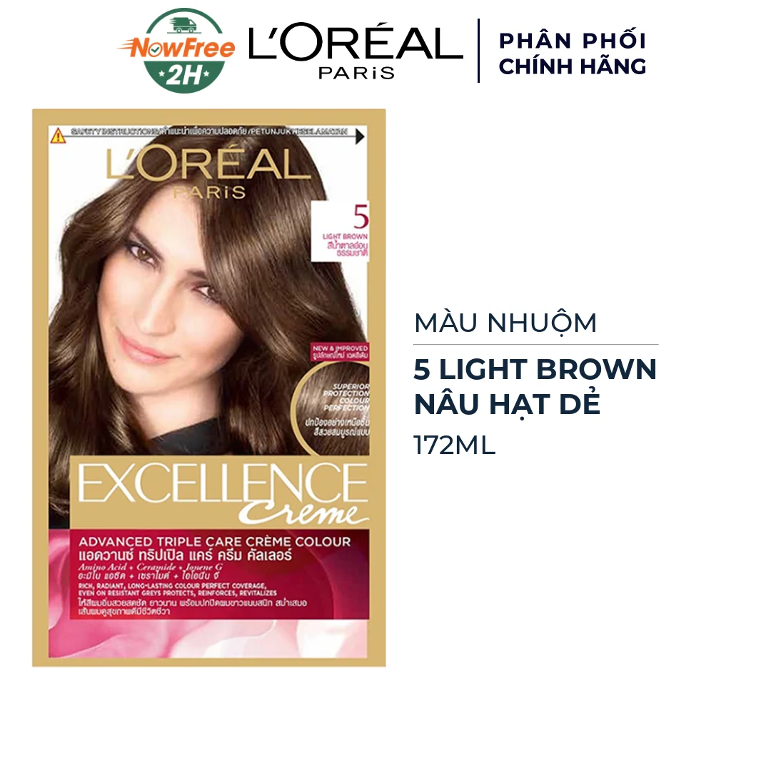 Màu Nhuộm L'Oréal Dưỡng Tóc Phủ Bạc 5 Nâu Hạt Dẻ 172ml