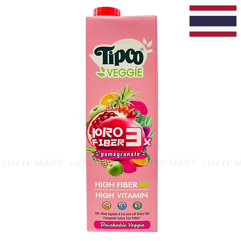 Nước Ép Trái Cây và Rau Củ Hỗn Hợp Tipco Profiber Vị Lựu Hộp 1L