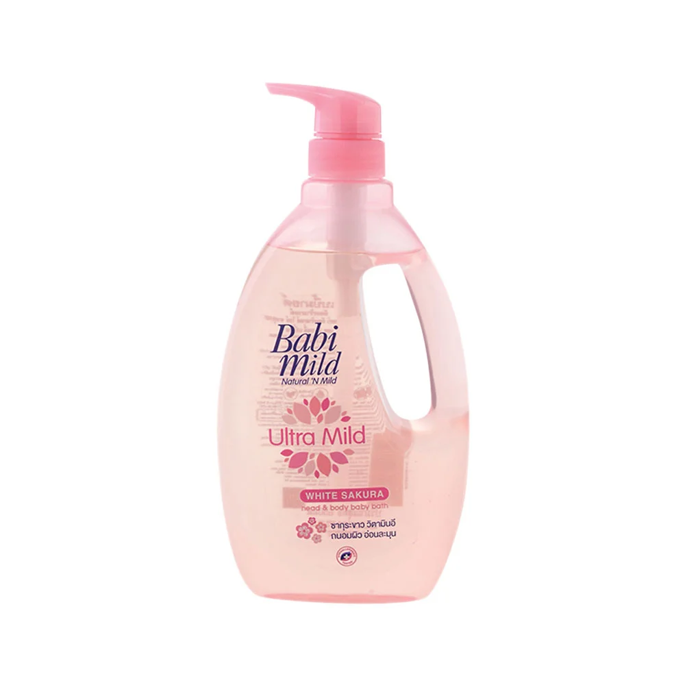 Sữa Tắm Gội Trẻ Em Babi Mild White Sakura 800ml