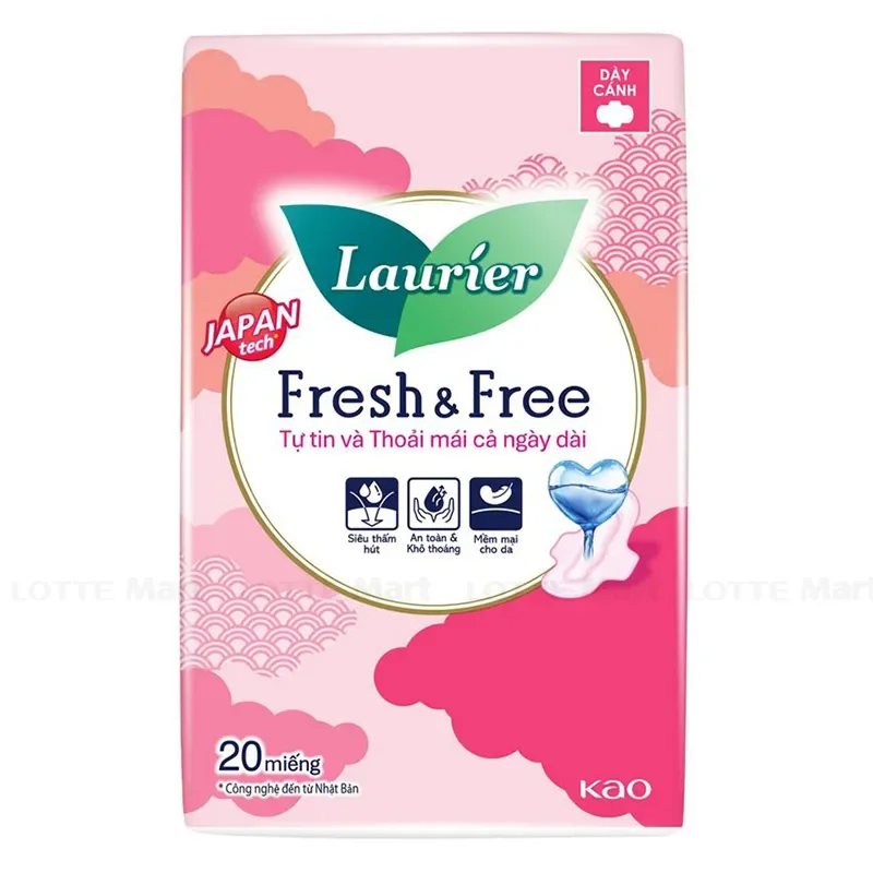 Băng Vệ Sinh Laurier Fresh & Free Dày Cánh Gói 20 Miếng