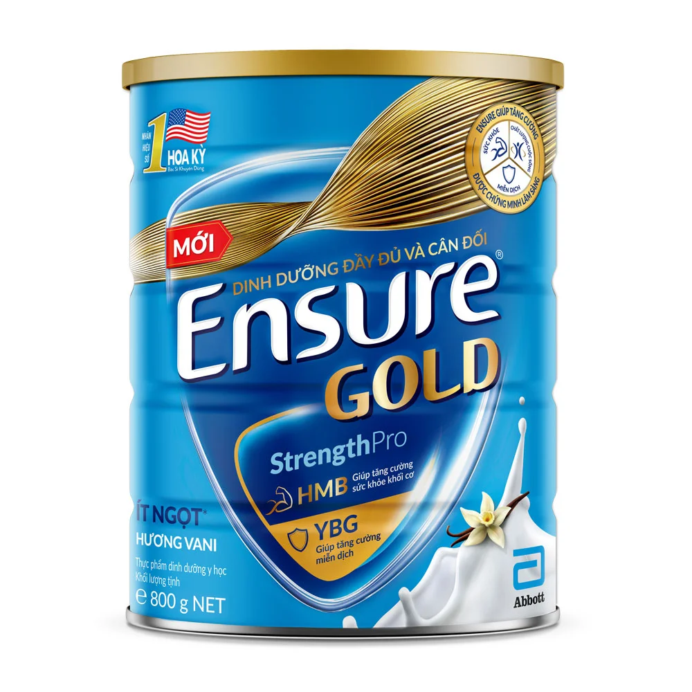 Sữa Bột Ensure Gold Ít Ngọt Hương Vani 800g