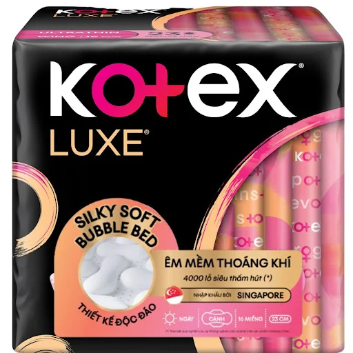 Băng Vệ Sinh Kotex Luxe Cánh 23cm 16 Miếng