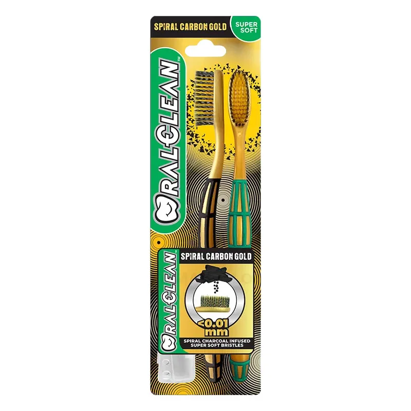 Bàn Chải Đánh Răng Oral Clean Spiral Carbon Gold Bộ 2 Cái