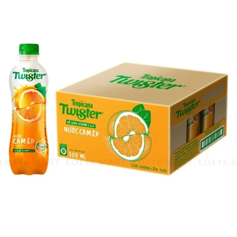 Thùng 24 Chai Nước Trái Cây Twister Vị Cam 320ml