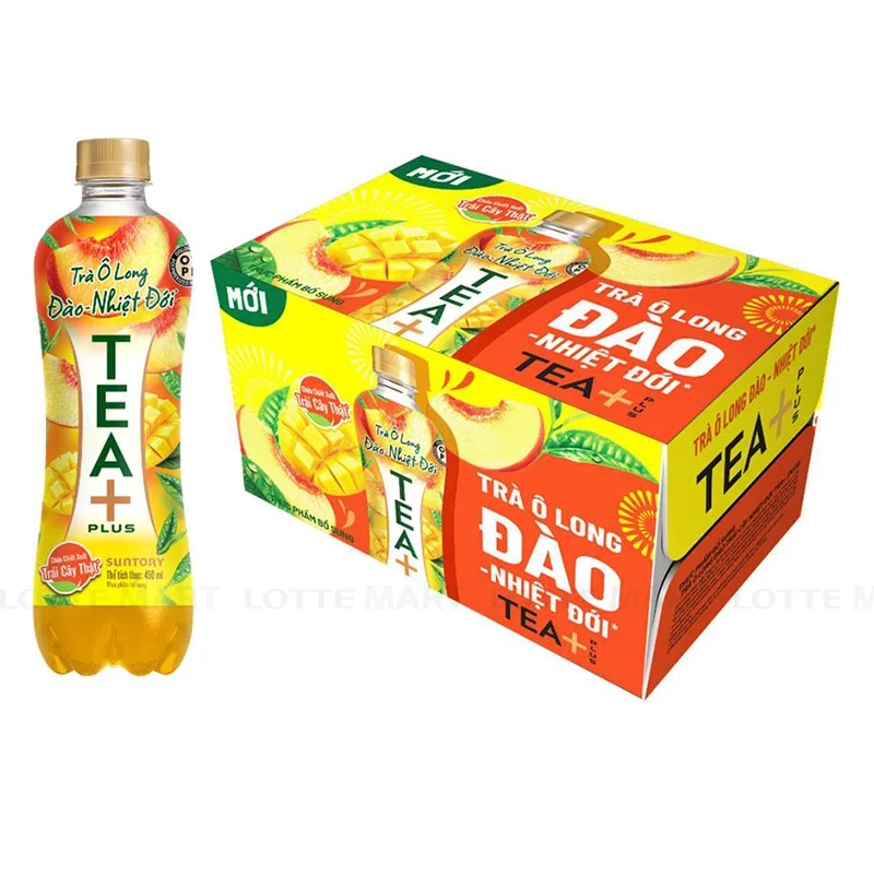 Thùng 24 Chai Trà Ô Long TEA+ Plus Vị Đào 450ml