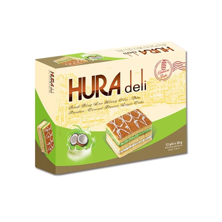Bánh Bông Lan Hura Deli Vị Cốm Dừa Hộp 336g