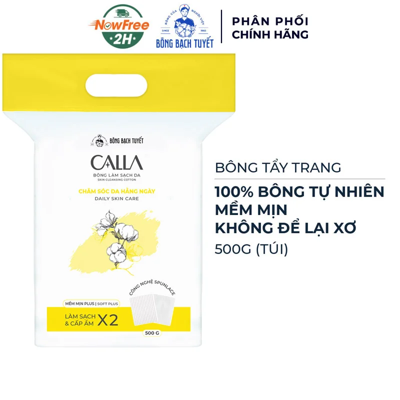 Bông Tẩy Trang Bông Bạch Tuyết Calla Mềm Mịn Túi 500g
