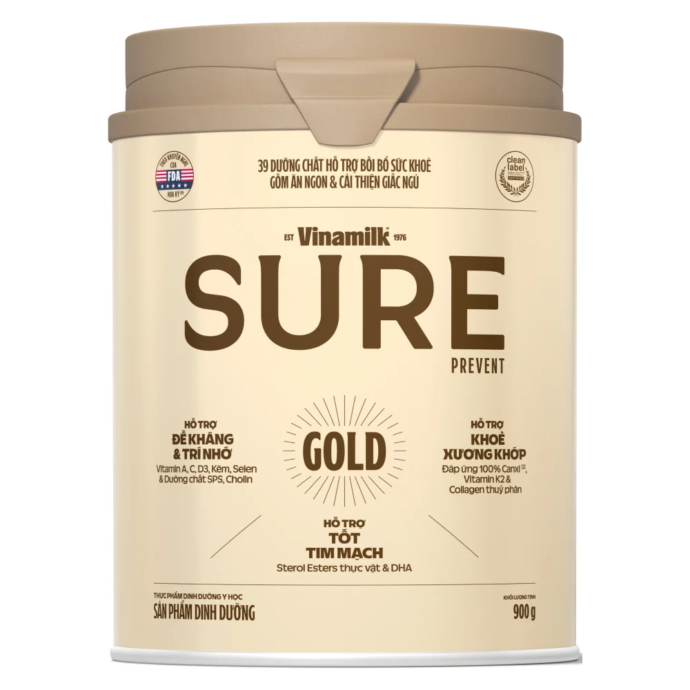 Sản Phẩm Dinh Dưỡng Vinamilk Sure Prevent Gold Hộp Thiếc 900g