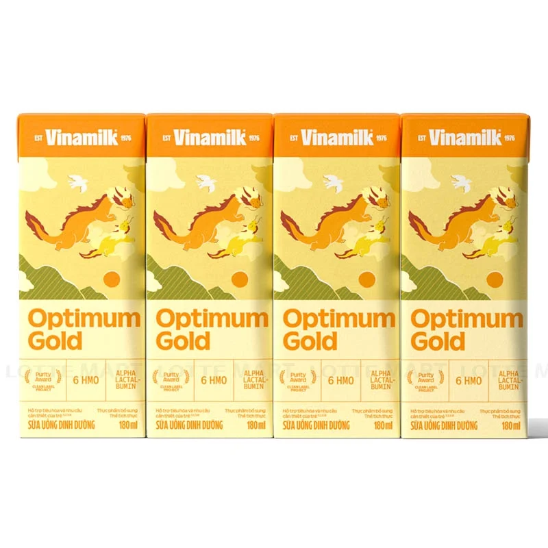Lốc 4 Hộp Sữa Uống Dinh Dưỡng Vinamilk Optimum Gold 180ml
