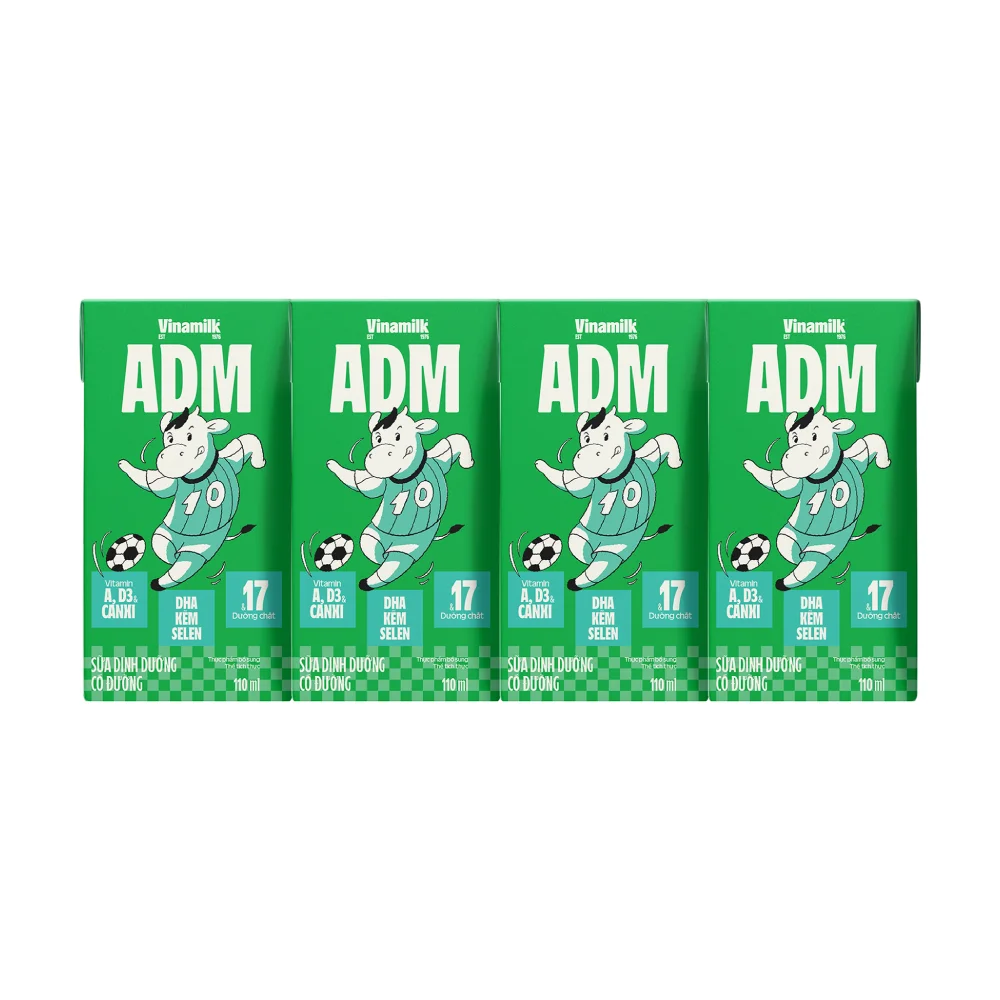Lốc 4 Hộp Sữa Tươi Tiệt Trùng Vinamilk ADM Có Đường 110ml