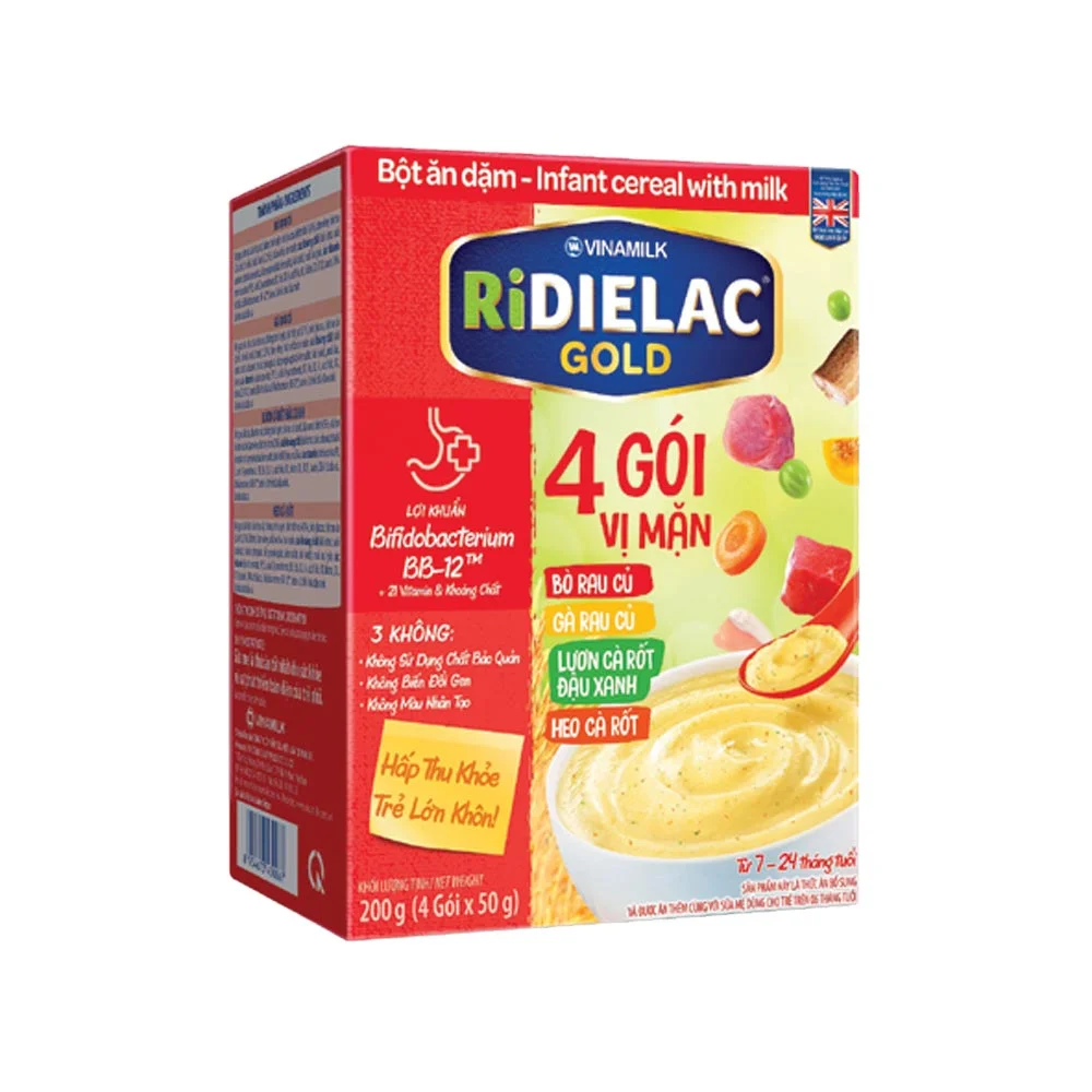 Bột Ăn Dặm Ri Dielac Gold 4 Vị Mặn Hộp Giấy 200g