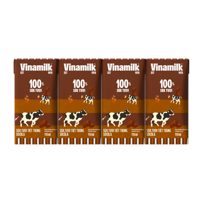 Lốc 4 Hộp Sữa Tươi Tiệt Trùng Sô Cô La Vinamilk 110ml