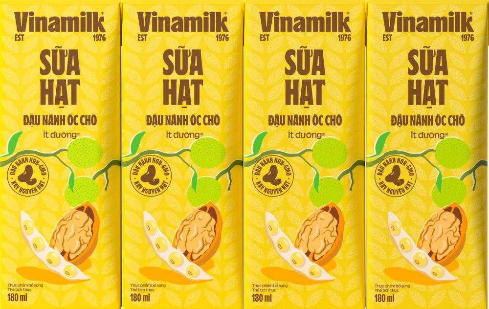 Lốc 4 Hộp Sữa Đậu Nành Hạt Óc Chó Vinamilk 180ml