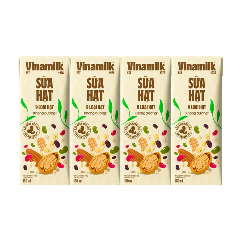 Lốc 4 Hộp Sữa 9 Loại Hạt Vinamilk Super Nut Không Đường 180ml