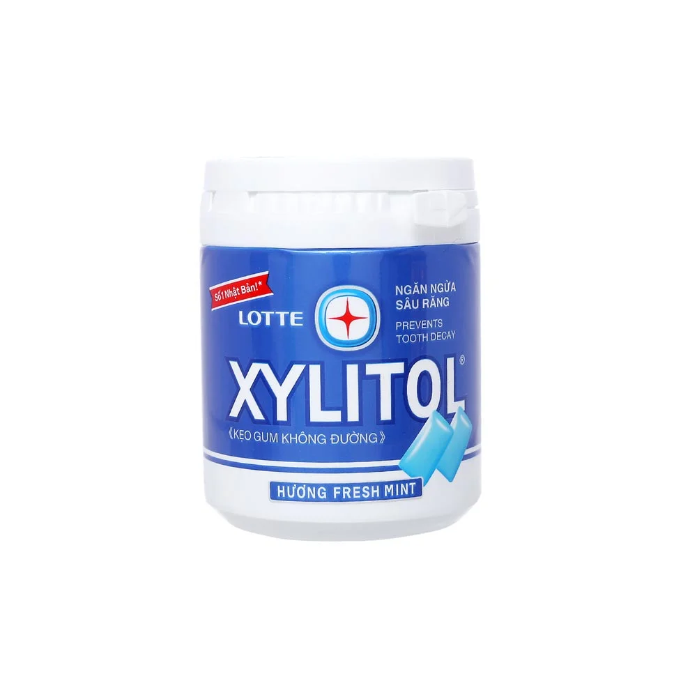 Kẹo Gum Không Đường Lotte Xylitol Hương Fresh Mint Hũ 130.5g