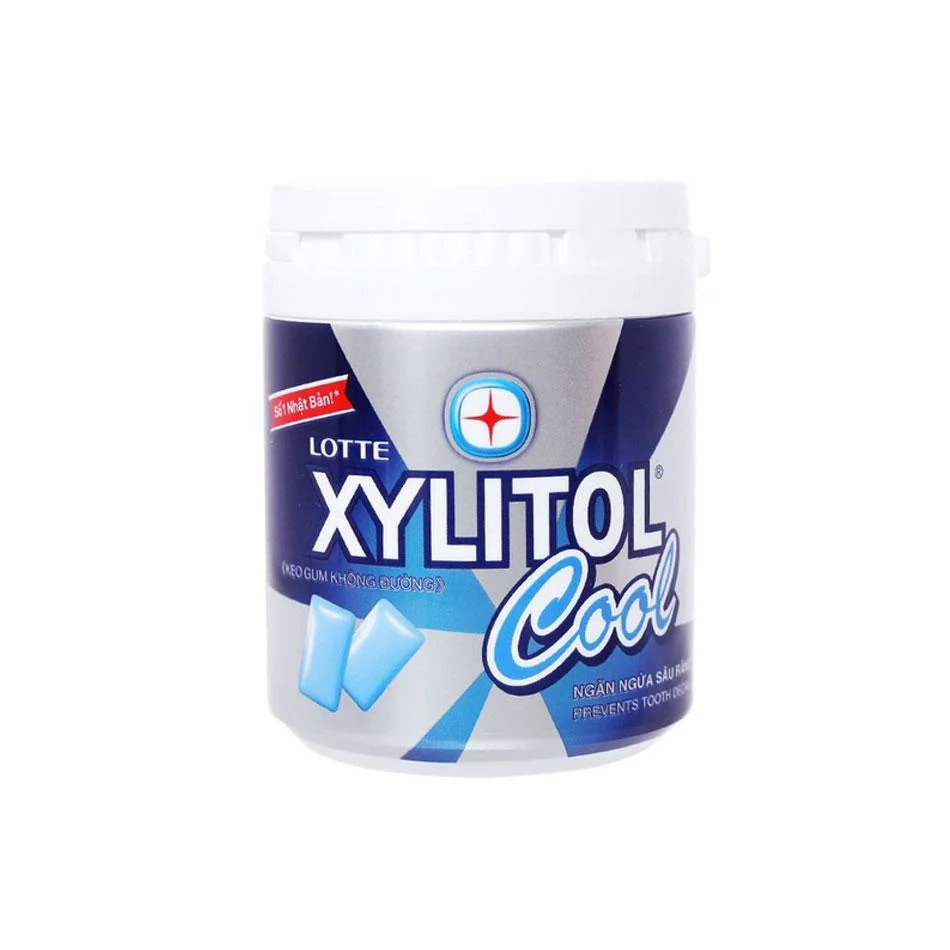 Kẹo Gum Không Đường Lotte Xylitol Hương Bạc Hà Cực Mạnh (Cool) Hũ 130.5g