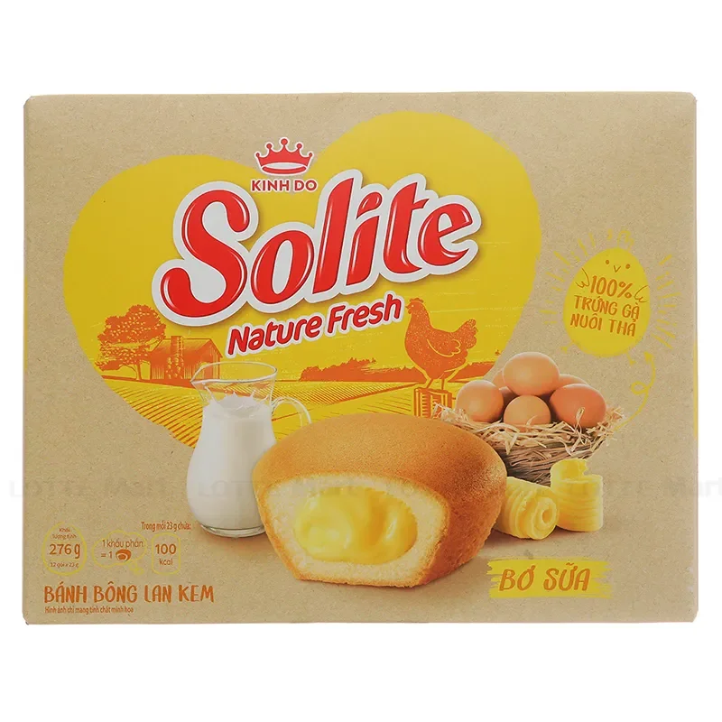 Bánh Bông Lan Vị Kem Bơ Sữa SOLITE 276g (23g x 12 Gói)