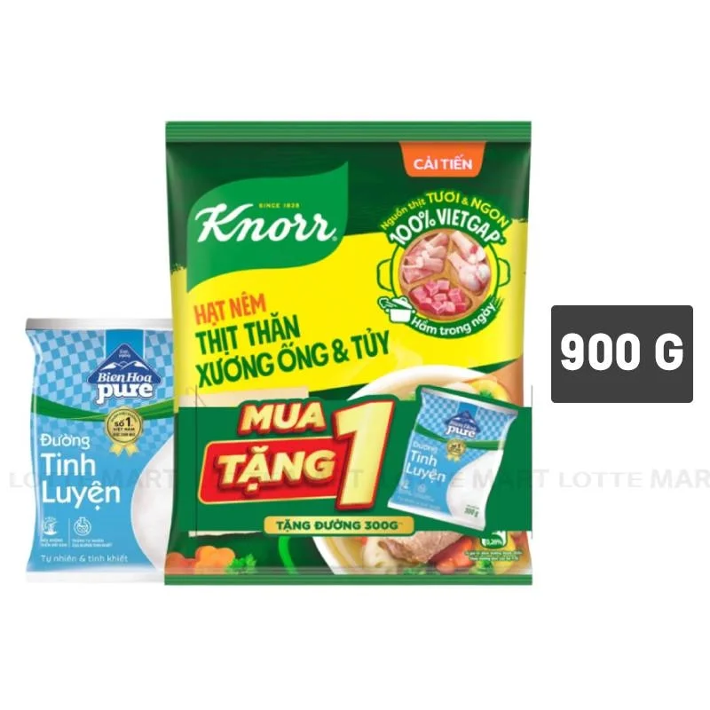 Hạt Nêm Knorr Thịt Thăn Xương Ống và Tủy 900g Kèm Đường Biên Hòa 300g