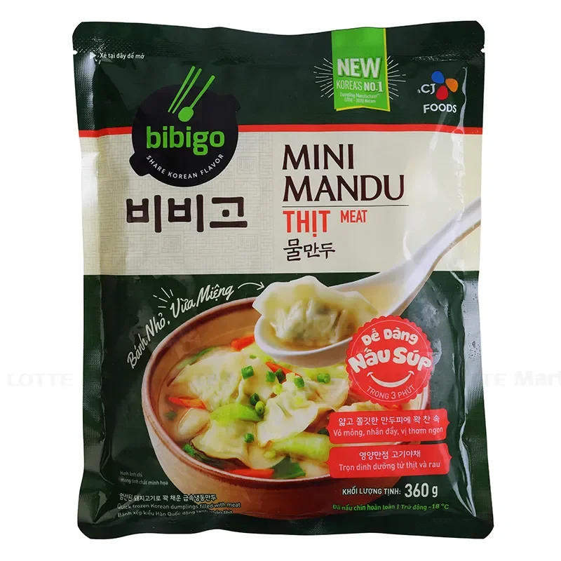 Bánh Xếp Hàn Quốc Mini Nhân Thịt bibigo Gói 360g
