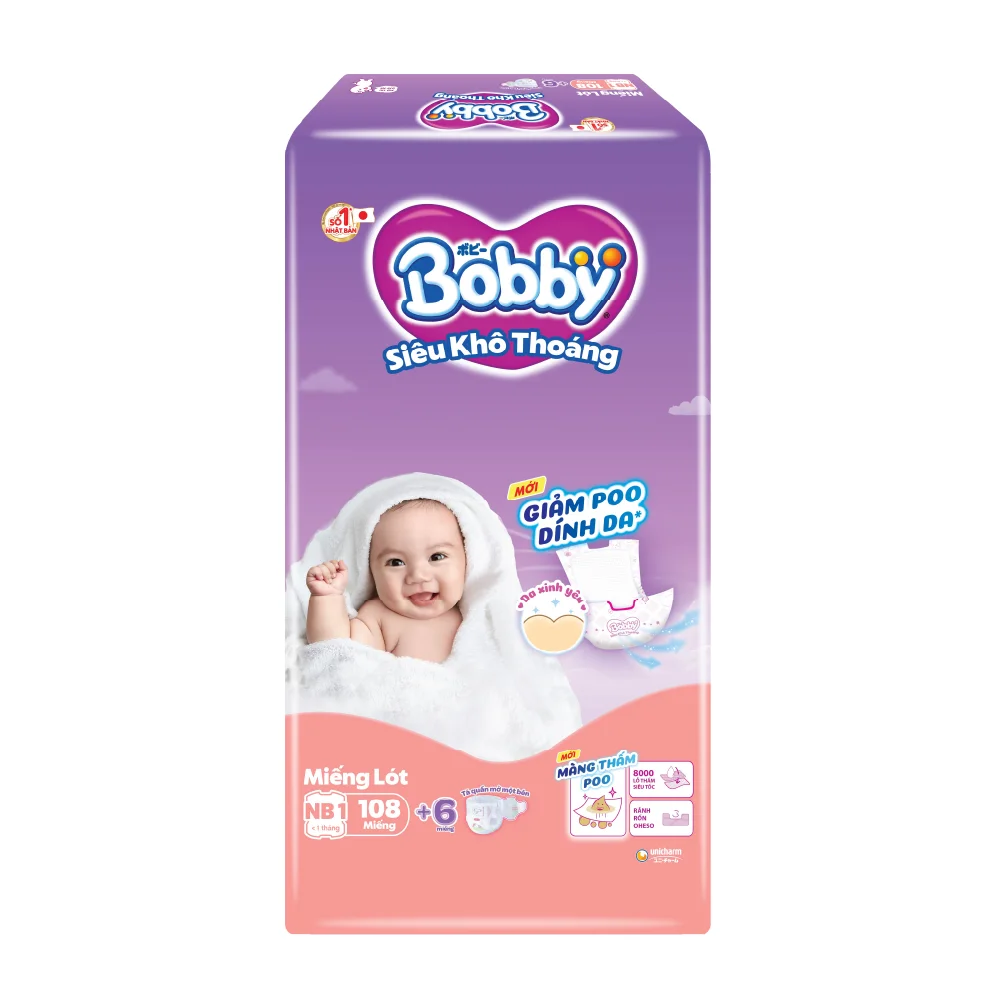 Miếng Lót Sơ Sinh Bobby Dưới 1 Tháng Tuổi 108 Miếng