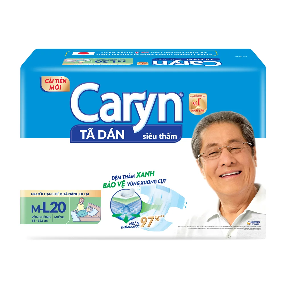 Tã Dán Người Lớn Caryn Size M-L 20 Miếng (Vòng Hông 68-122cm)