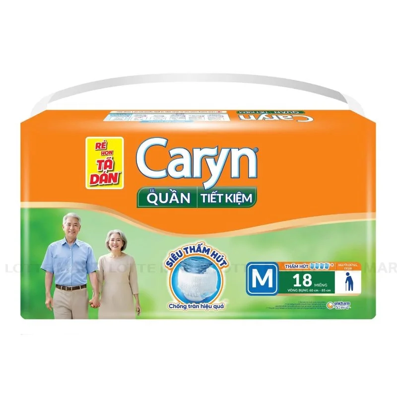 Tã Quần Caryn Mỏng Nhẹ Ngày và Đêm Size M Bịch 18 Miếng