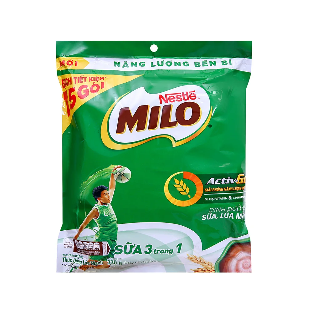 Bột Socola Milo 3 Trong 1 Túi 330g (15 Gói x 22g)