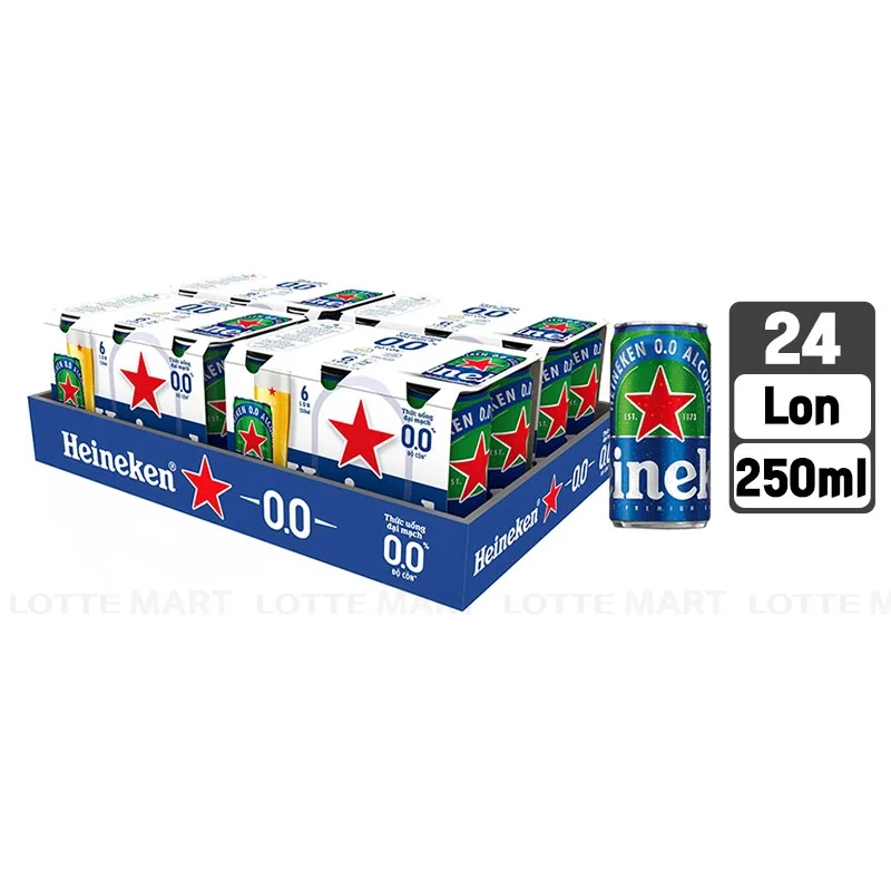 Thùng 24 Lon Thức Uống Đại Mạch Heineken 0.0% Độ Cồn 250ml