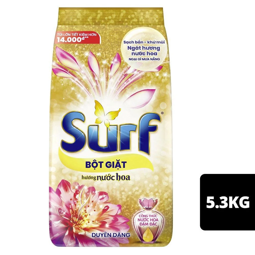 Bột Giặt Surf Hương Nước Hoa Duyên Dáng Túi 5.3kg