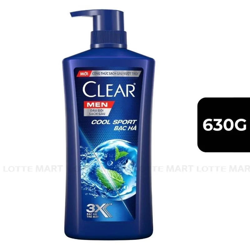 Dầu Gội Sạch Gàu Dành Cho Nam Clear Men Cool Sport Bạc Hà Chai 630g
