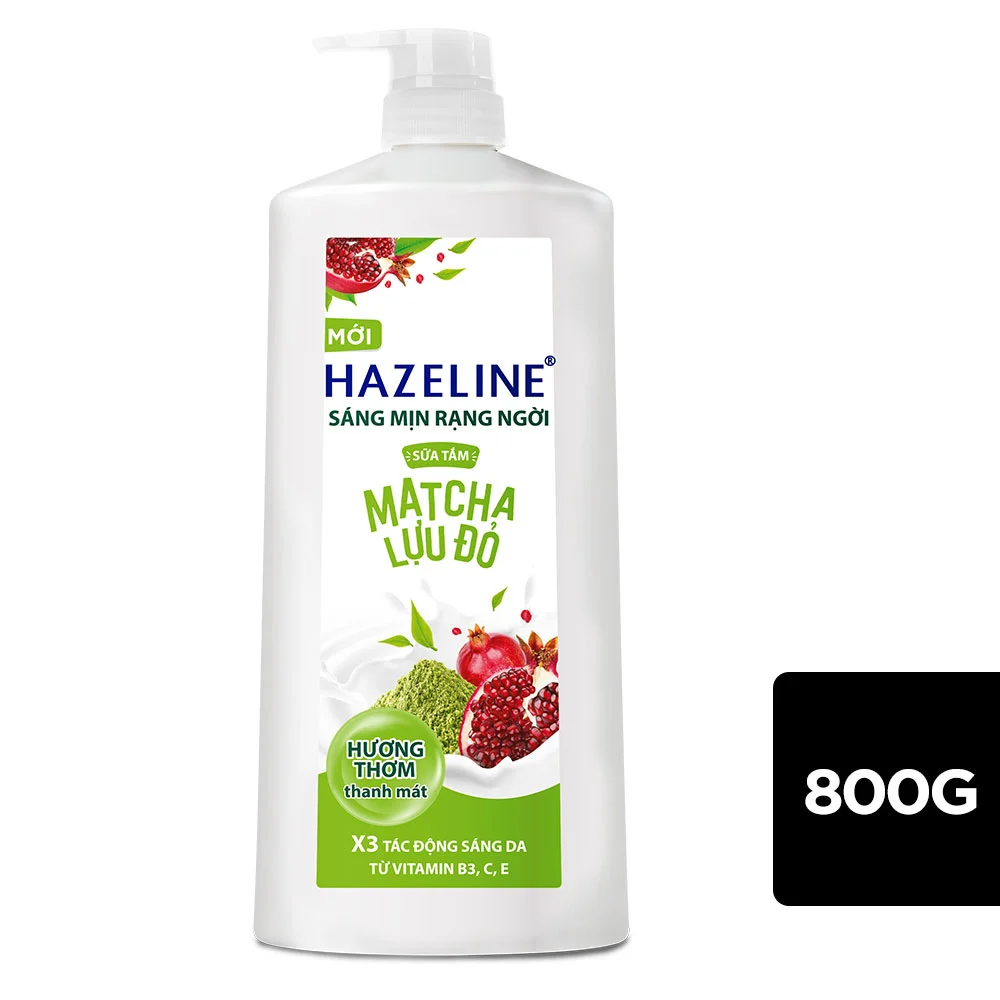 Sữa Tắm Hazeline Chiết Xuất Matcha Lựu Đỏ Sáng Mịn Rạng Ngời Chai 800g