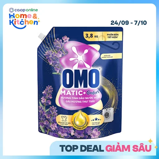 Nước Giặt OMO Matic Hương Oải Hương Dành Cho Máy Giặt Cửa Trước 3.8kg