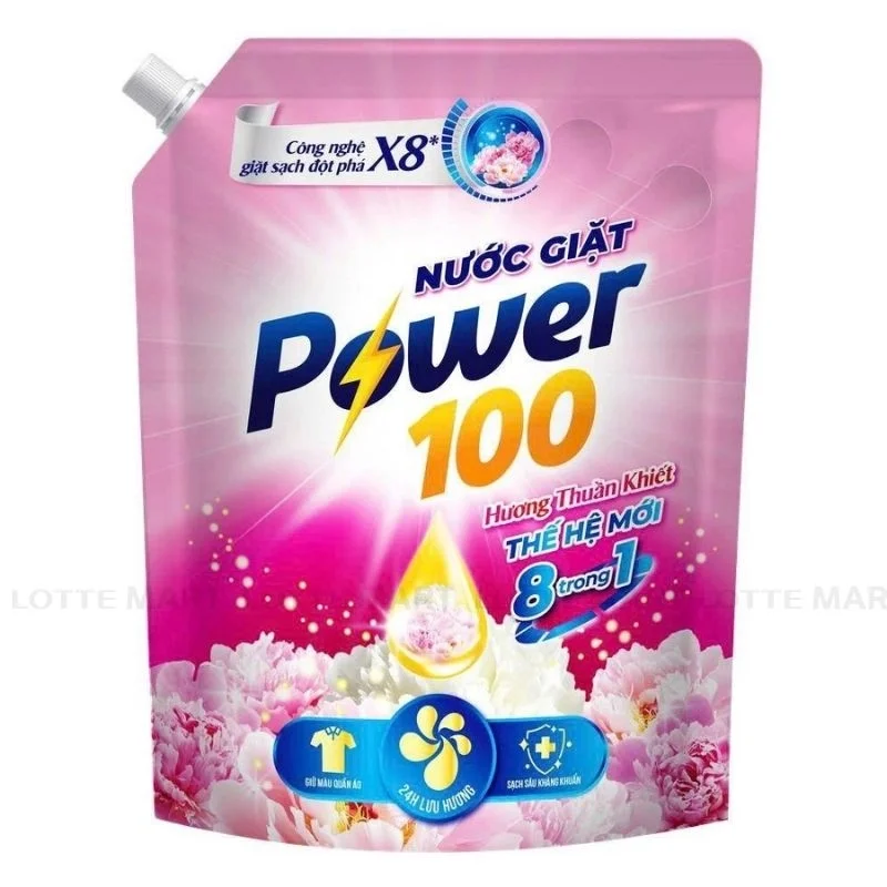 Nước Giặt Power100 Hương Thuần Khiết Cho Máy Giặt Cửa Trước và Cửa Trên 2.5kg