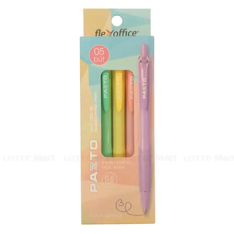 Hộp 5 Cây Bút Gel Bi Thiên Long Mực Xanh 5 Màu Pastel Pazto GEL-B039