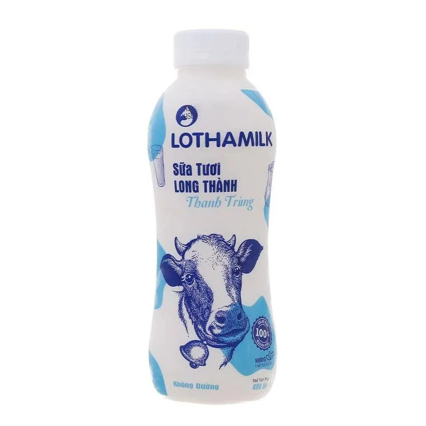Sữa Thanh Trùng Lothamilk Không Đường Chai Nhựa 490/500ml