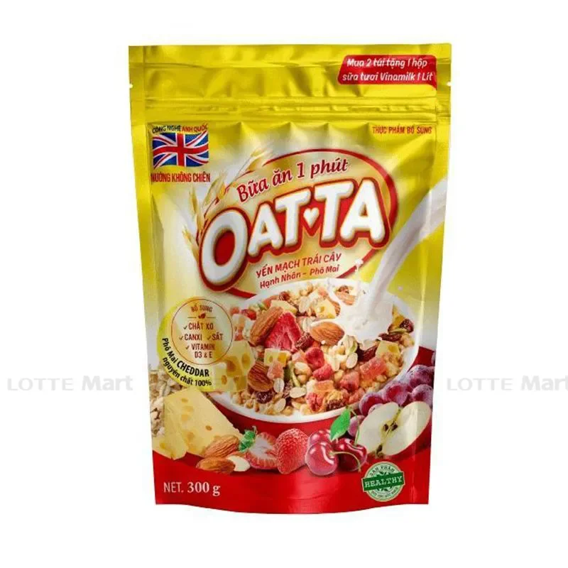 Bữa Ăn 1 Phút Oatta Yến Mạch Trái Cây Hạnh Nhân Phô Mai Túi 300g