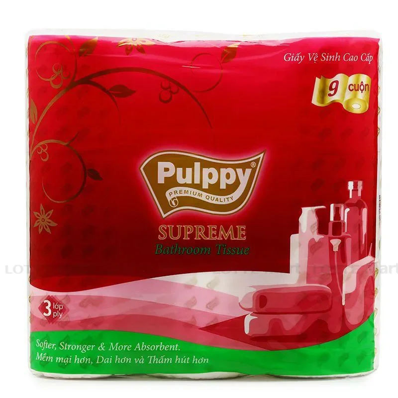 Lốc 9 Cuộn Giấy Vệ Sinh Pulppy Supreme 3 Lớp