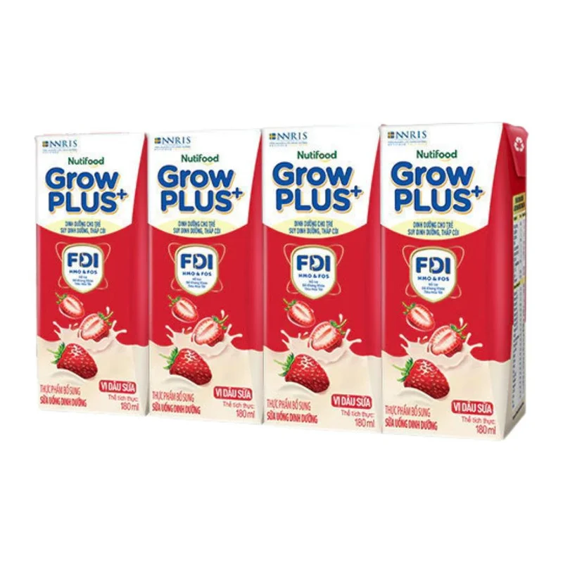 Sữa Uống Dinh Dưỡng Grow Plus+ Dâu Sữa 4x180ml