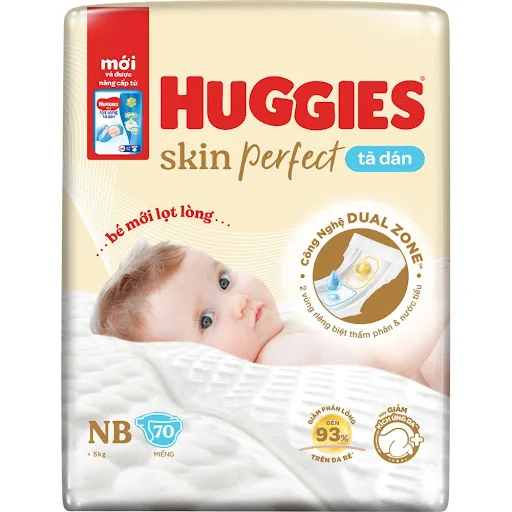 Tã Dán Huggies Dành Cho Trẻ Sơ Sinh NB70 Size New Born Gói 70 Miếng