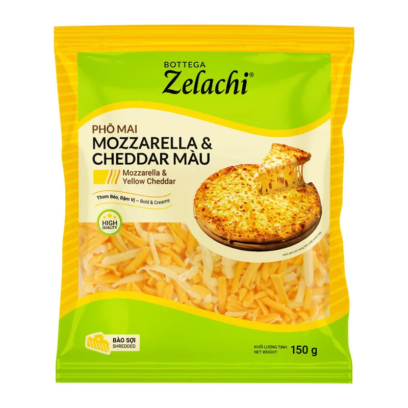 Phô Mai Bào Mozzarella và Cheddar Bottega Zelachi Gói 150g