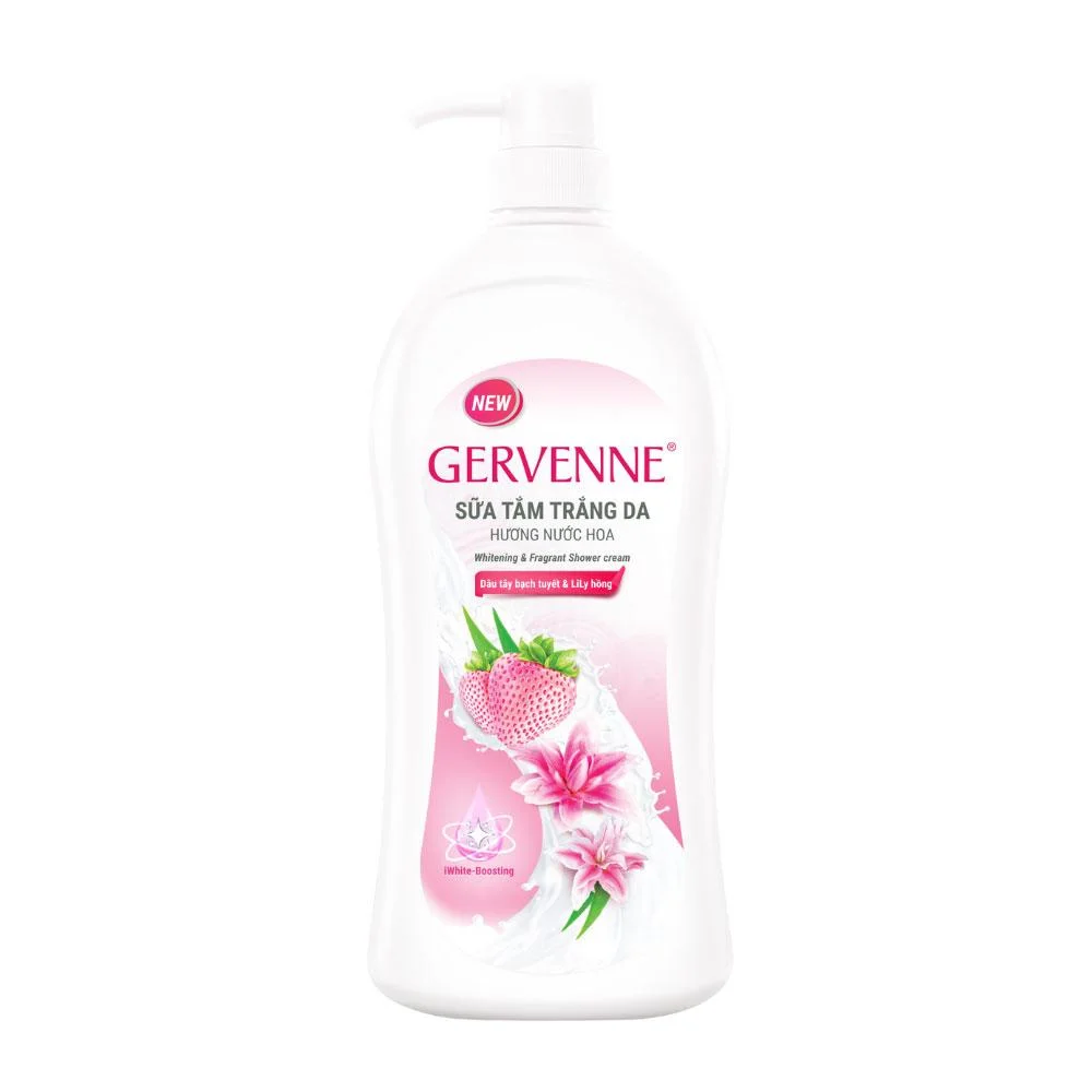 Sữa Tắm Gervenne Trắng Da Dâu Tây Bạch Tuyết và Lily Hồng 1.2L